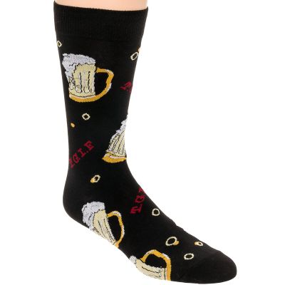 Fine Fit Mens Printed Cotton Casual Socks (TGIF, Size 10-13)