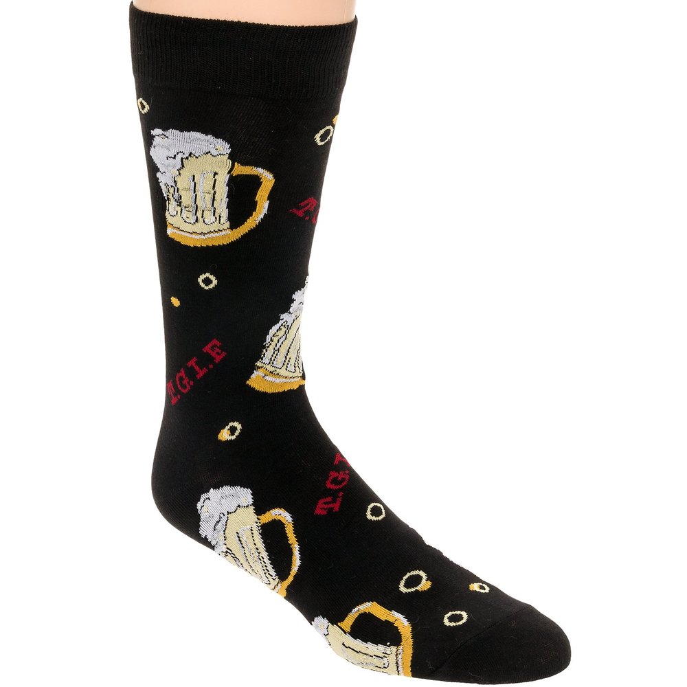 Fine Fit Mens Printed Cotton Casual Socks (TGIF, Size 10-13)