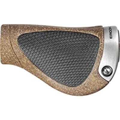 Ergon - GP1 Ergonomic Lock-on Bicycle Handlebar Grips | Gripshift Compatibility | for Hybrid and Mountain Bikes | Large | Biokork, Black/Tan