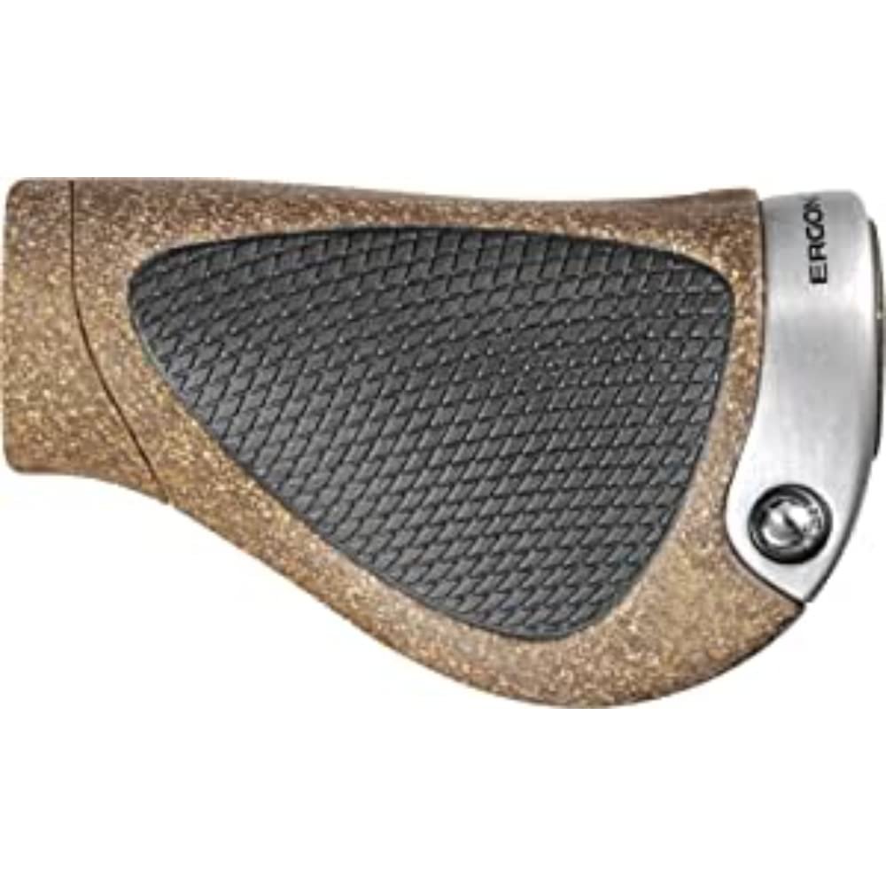 Ergon - GP1 Ergonomic Lock-on Bicycle Handlebar Grips | Gripshift Compatibility | for Hybrid and Mountain Bikes | Large | Biokork, Black/Tan