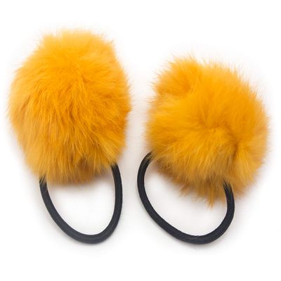 HAND A Pair of Lovely Pom Pom Hair Bands, Decorative Pom Poms Band - 2 Inch Pom Pom (Light Brown)