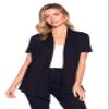 12 Ami Basic Solid Short Sleeve Open Front Cardigan Black Small view 1