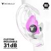 Decibullz - Custom Molded Earplugs, 31dB Highest NRR, Comfortable Hearing Protection for Shooting, Travel, Swimming, Work and Concerts (Pink) view 4