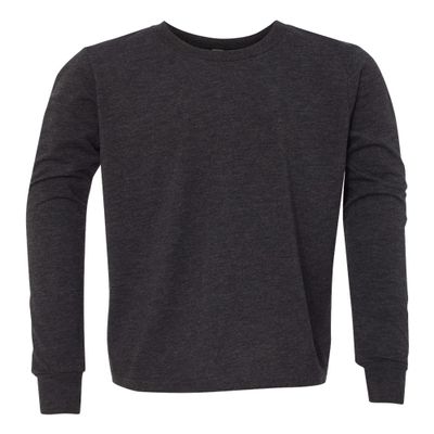 Bella Canvas Youth Jersey Long-Sleeve T-Shirt, Small, Char-Blk Tribnd