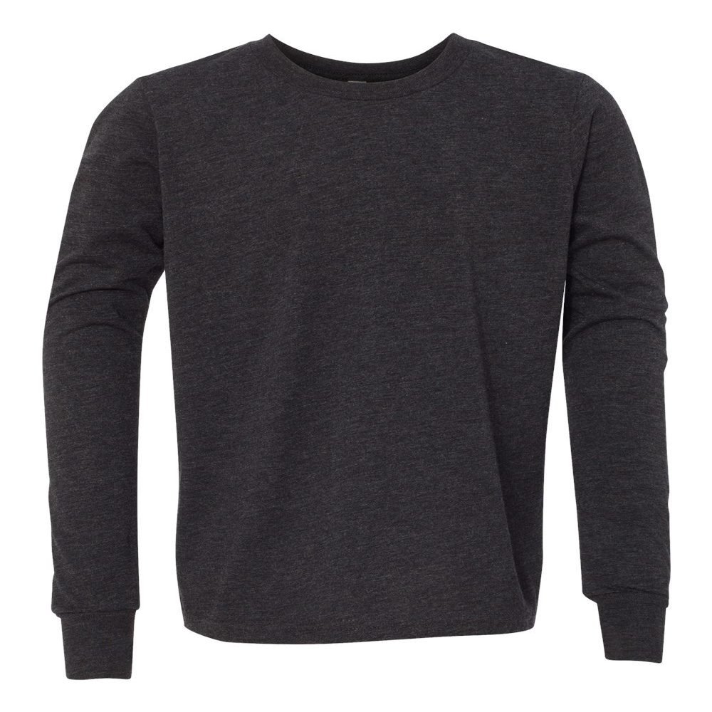 Bella Canvas Youth Jersey Long-Sleeve T-Shirt, Small, Char-Blk Tribnd