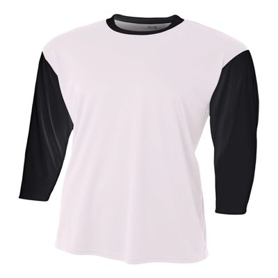 White/Black Youth Small 3/4 Sleeve Baseball/Softball Raglan Utility Shirt