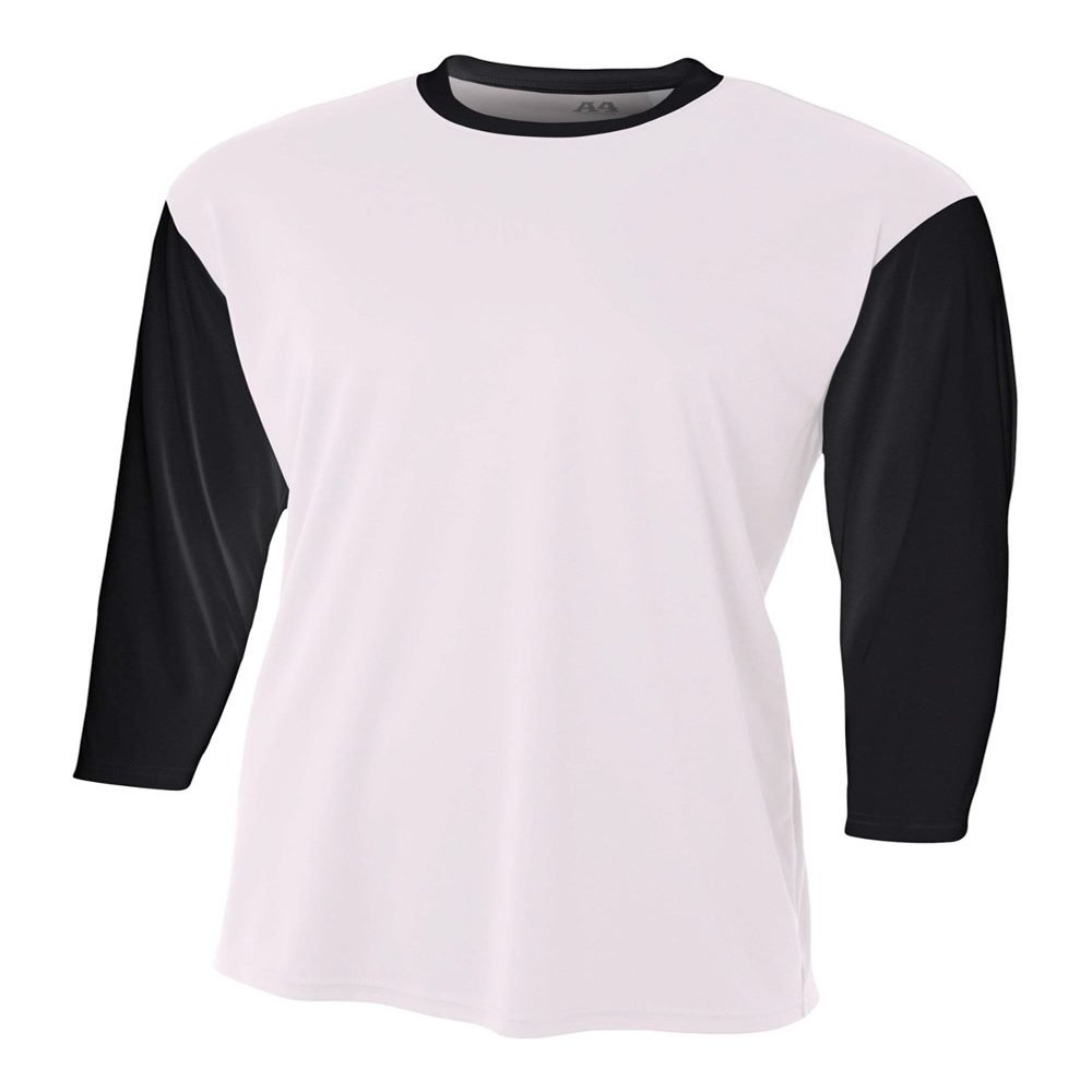 White/Black Youth Small 3/4 Sleeve Baseball/Softball Raglan Utility Shirt