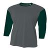 Graphite/Dark Green Youth Large 3/4 Sleeve Baseball/Softball Raglan Utility Shirt view 1