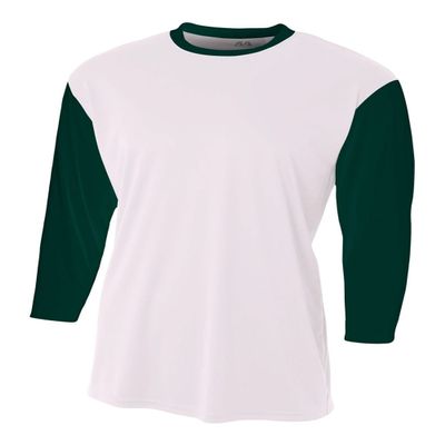 White/Dark Green Adult Medium 3/4 Sleeve Baseball/Softball Raglan Utility Shirt