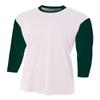 White/Dark Green Adult Medium 3/4 Sleeve Baseball/Softball Raglan Utility Shirt view 1