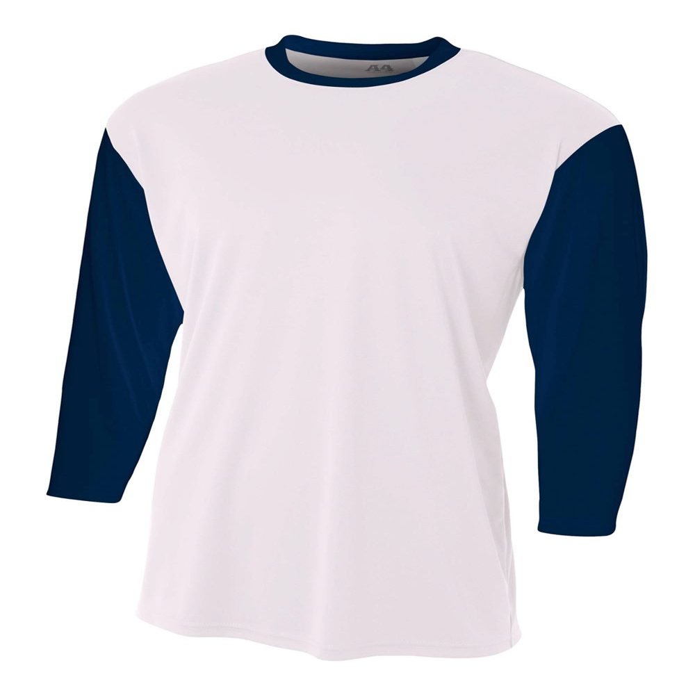 White/Navy Blue Adult 2X 3/4 Sleeve Baseball/Softball Raglan Utility Shirt