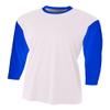 White/Royal Blue Adult 2X 3/4 Sleeve Baseball/Softball Raglan Utility Shirt view 1