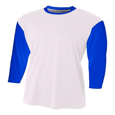 White/Royal Blue Adult 3X 3/4 Sleeve Baseball/Softball Raglan Utility Shirt