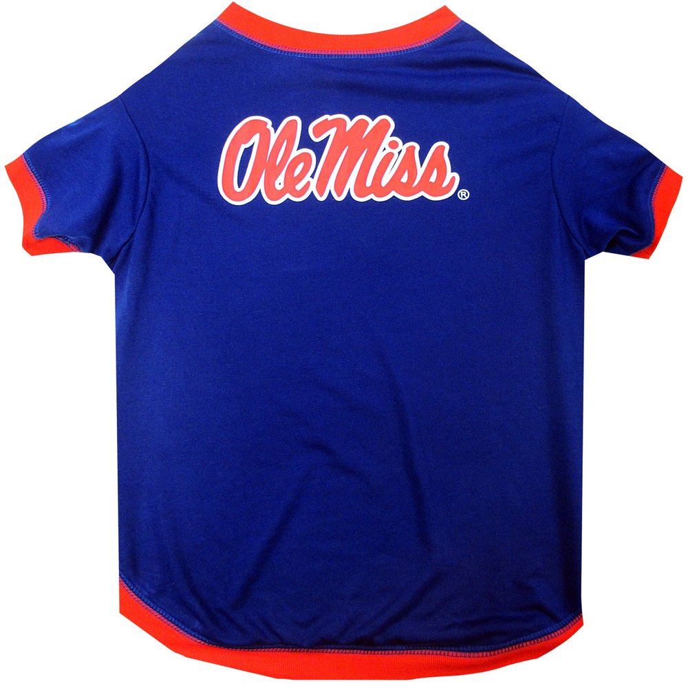 Pets First Collegiate MISSISSIPPI OLE MISS REBELS Dog T-Shirt, Medium. - Licensed Shirt for Pets Team Colored with Team Logos.- Premium Stretchable Materials for the Comfrot of your Dog & Cat.
