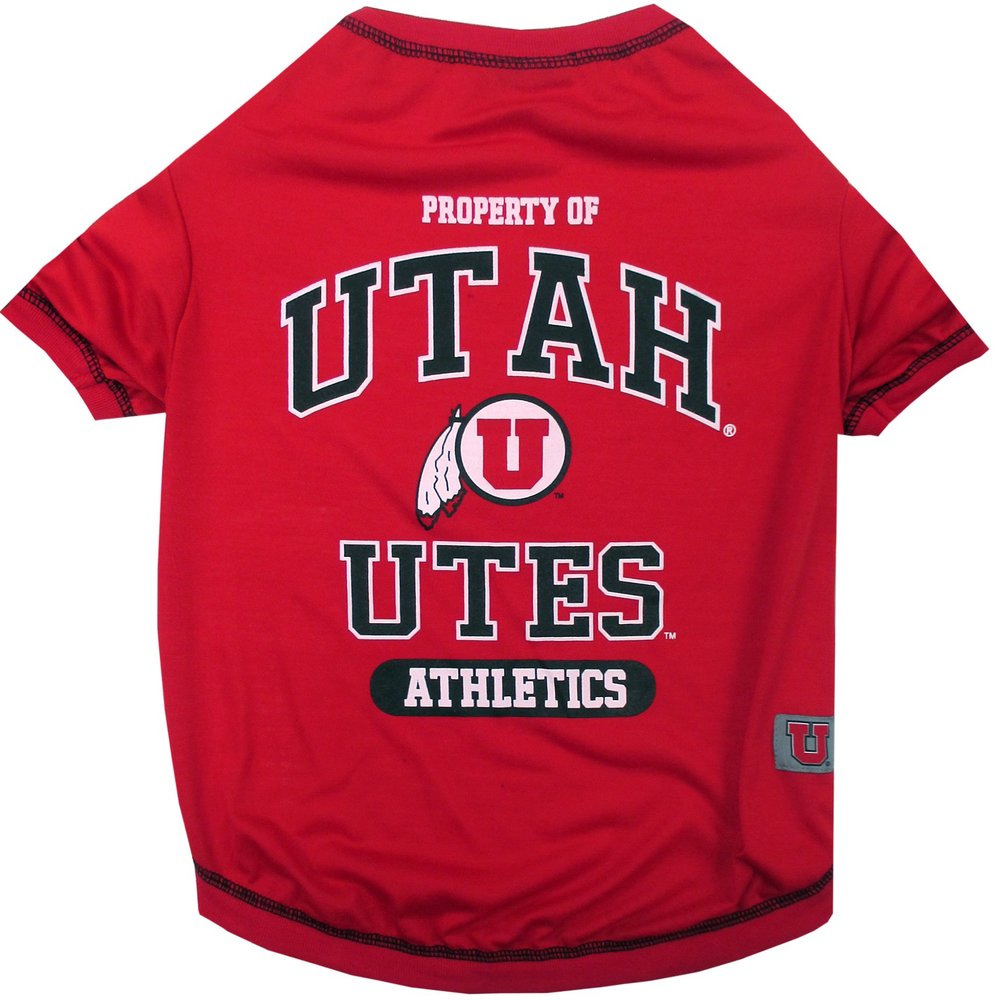 Pets First Collegiate UTAH UTES Dog T-Shirt, Small. - Licensed Shirt for Pets Team Colored with Team Logos.- Premium Stretchable Materials for the Comfrot of your Dog & Cat.