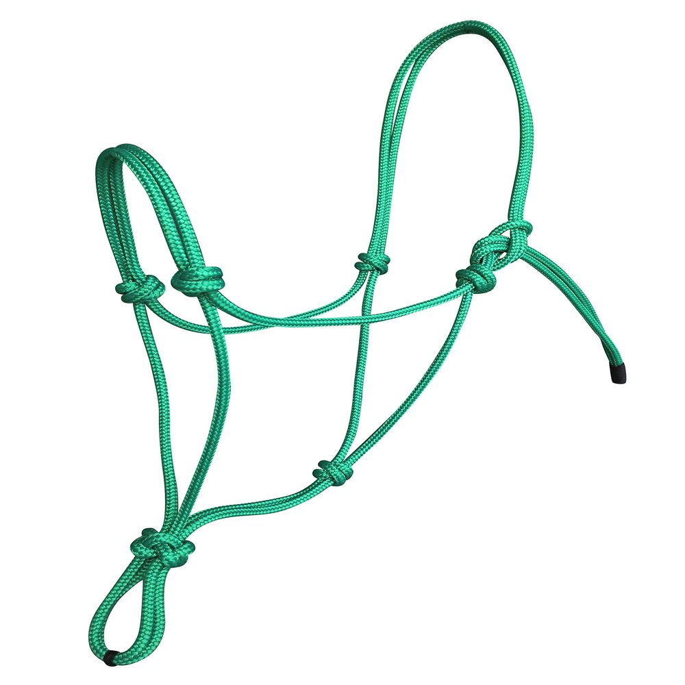Hunters Saddlery Horse Rope Halters - 11 Sizes - Miniature, Foal, Weanling, Pony, Cob/Arab, Horse, Warmblood, Draft & Custom (Pony, Green)