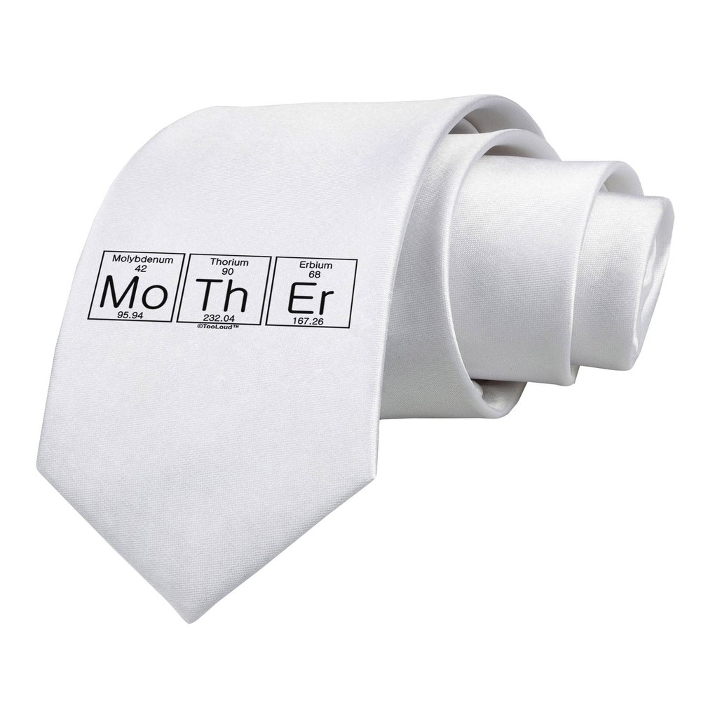 TOOLOUD Mother - Periodic Table Printed White Neck Tie
