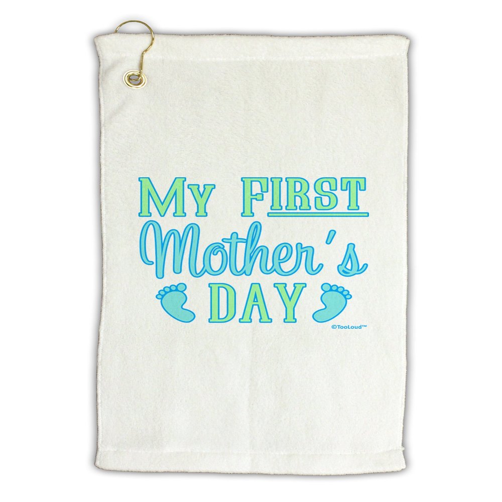 TOOLOUD My First Mother's Day - Baby Feet - Blue Micro Terry Gromet Golf Towel 16" x 25"