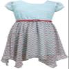 Bonnie Jean Little Girls Crochet Lace to Printed Chiffon Sharkbite Hem Dress, Aqua/Chevron Stripe, 5 view 1