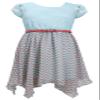 Bonnie Jean Little Girls Crochet Lace to Printed Chiffon Sharkbite Hem Dress, Aqua/Chevron Stripe, 5 view 2