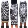 Victoria Pencil Skirt- Black & White Bandana Print - S, Black,White,Red view 1