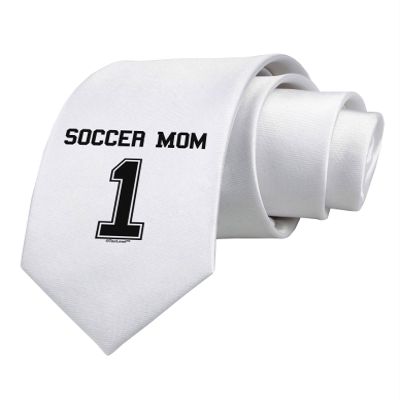 TOOLOUD Soccer Mom Jersey Printed White Neck Tie
