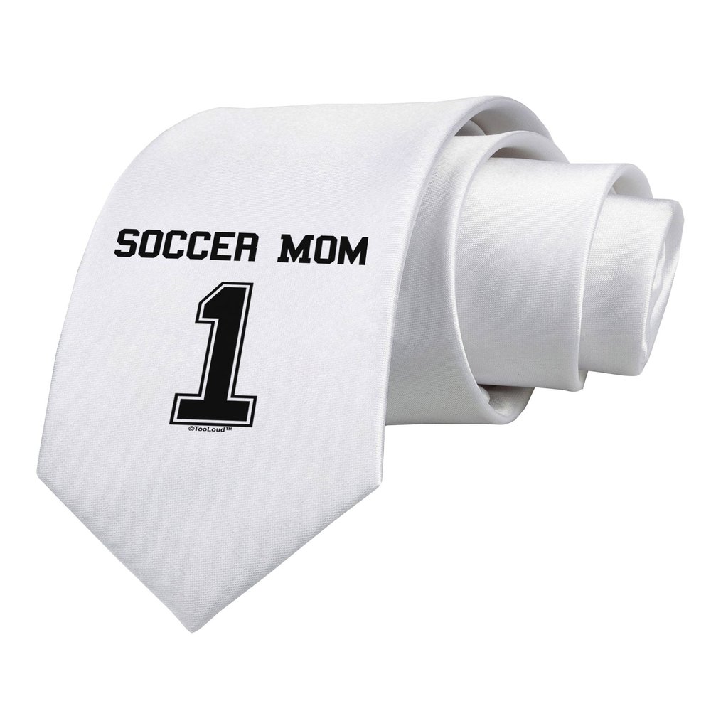 TOOLOUD Soccer Mom Jersey Printed White Neck Tie