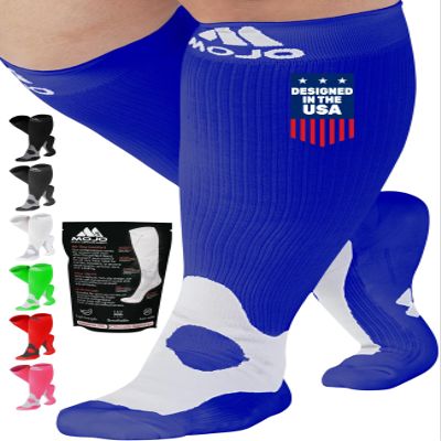 Mojo Compression Socks for Women and Men 20-30mmHg Knee High - Opaque Medical Compression Knee High for Varicose Veins Circulation, Bariatric, Swelling, Lymphedema - Navy, Small - A601