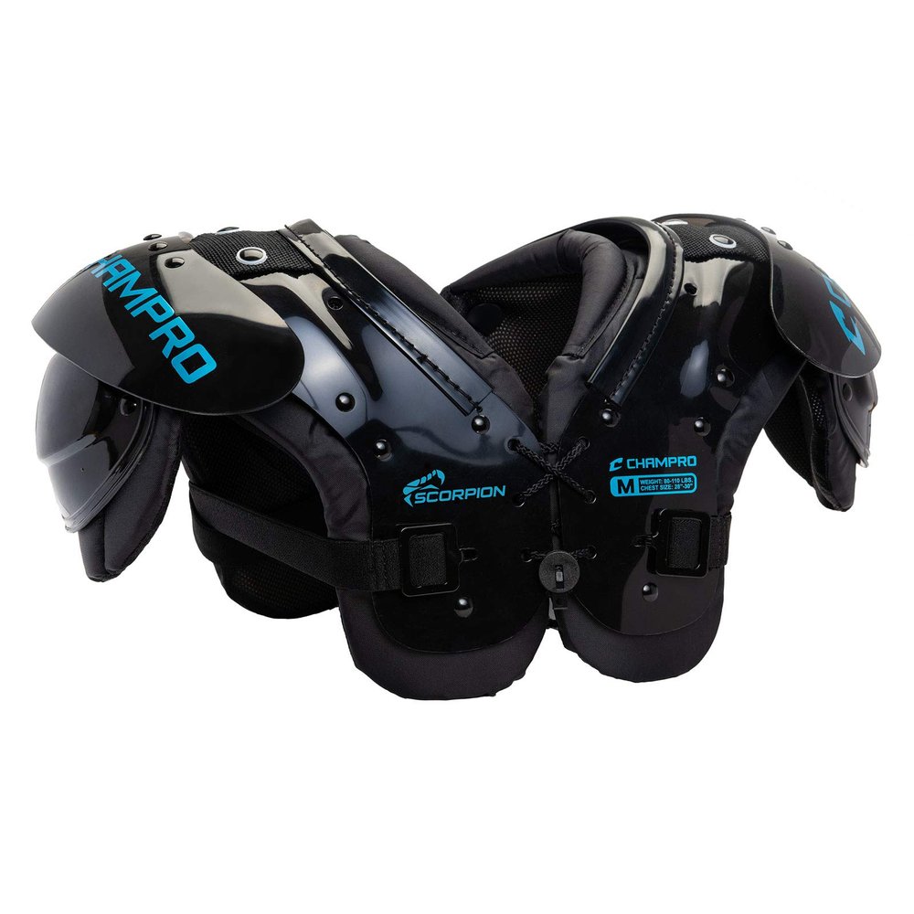 CHAMPRO Youth Scorpion Shoulder Pad, Black, Blue, 150-180 lbs (FSP5)