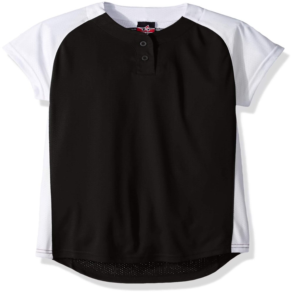 Alleson Athletic Girls Dura-Light Fast Pitch Softball Jersey, Black/White, Small