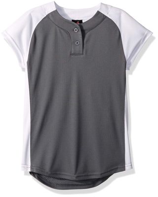 Alleson Athletic Girls Dura-Light Fast Pitch Softball Jersey, Charcoal/White, Large
