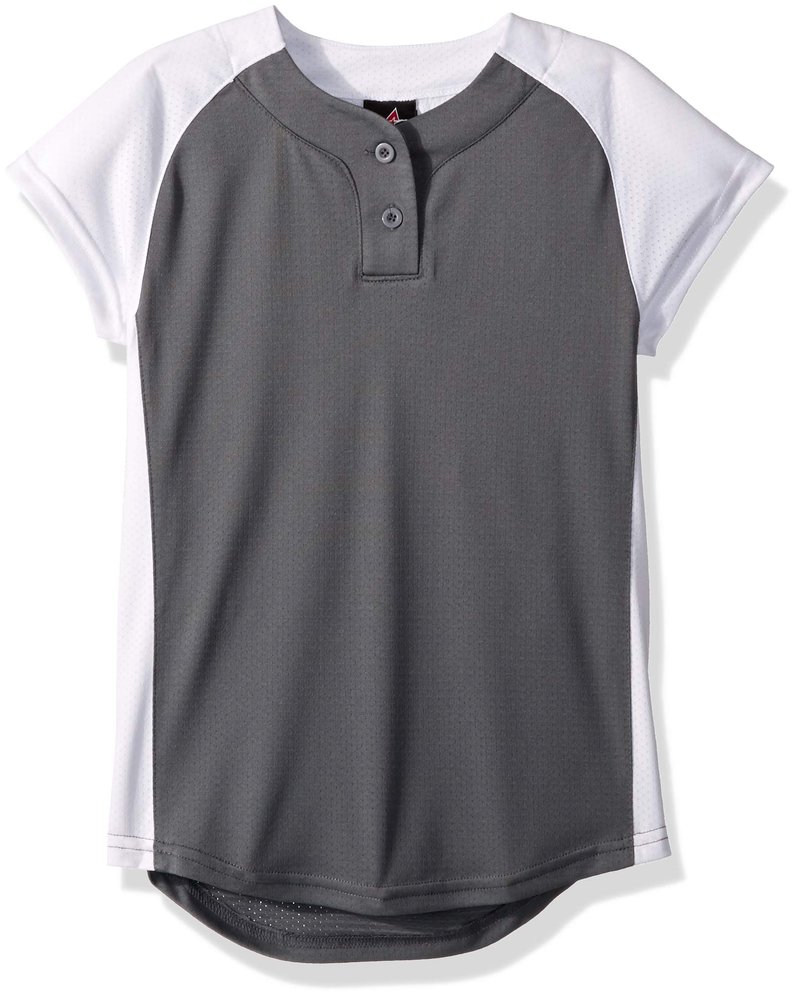 Alleson Athletic Girls Dura-Light Fast Pitch Softball Jersey, Charcoal/White, Large