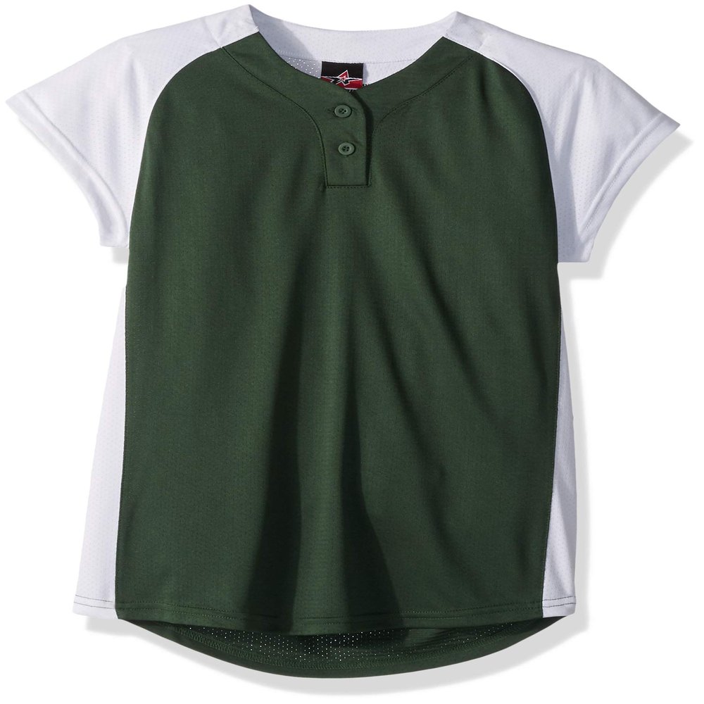 Alleson Athletic Girls Dura-Light Fast Pitch Softball Jersey, Dark Green/White, Large