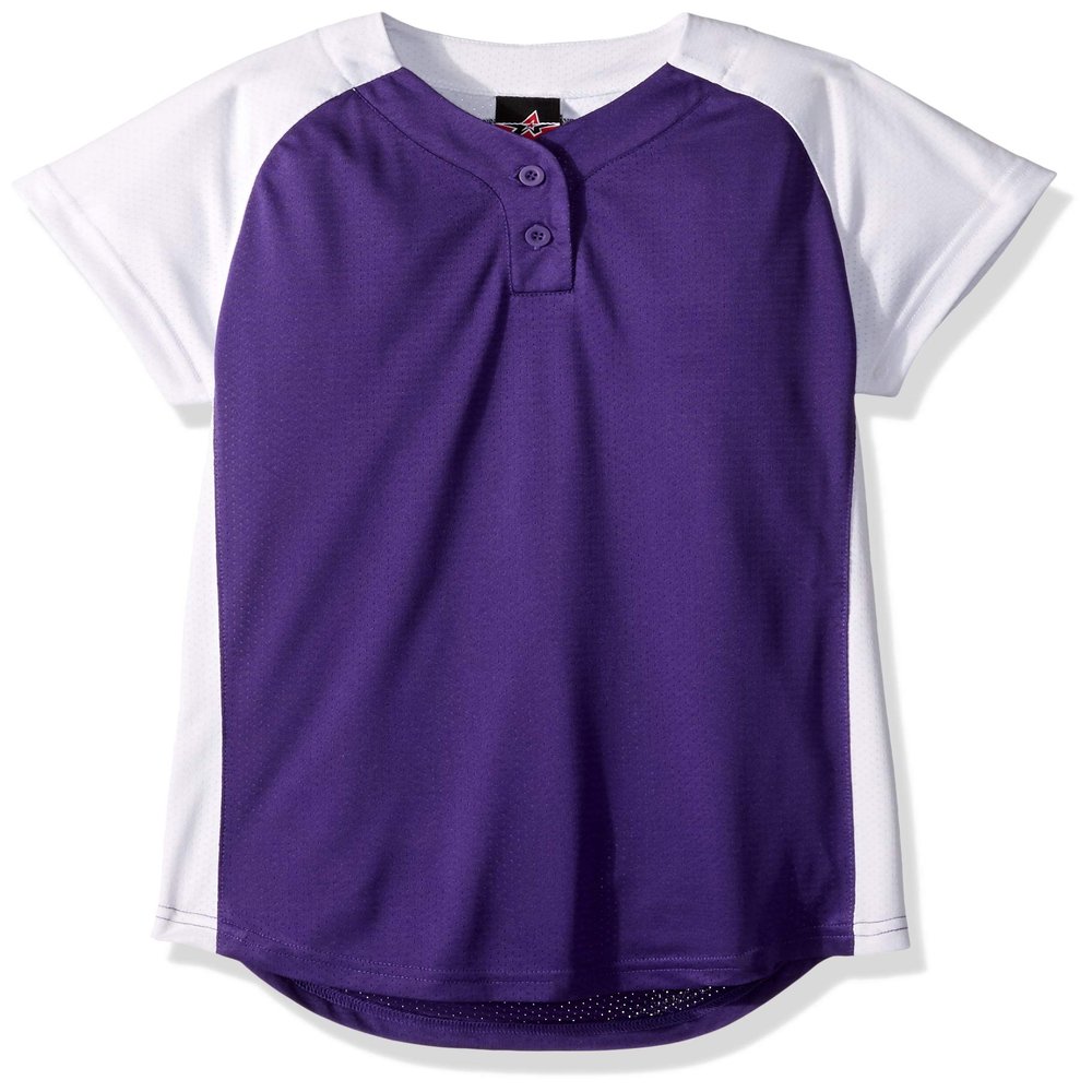 Alleson Athletic Girls Dura-Light Fast Pitch Softball Jersey, Purple/White, Large