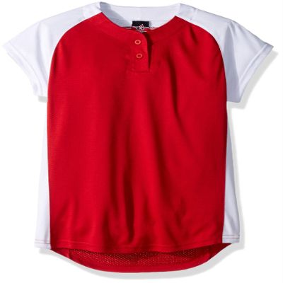 Alleson Athletic Girls Dura-Light Fast Pitch Softball Jersey, Scarlet/White, Large