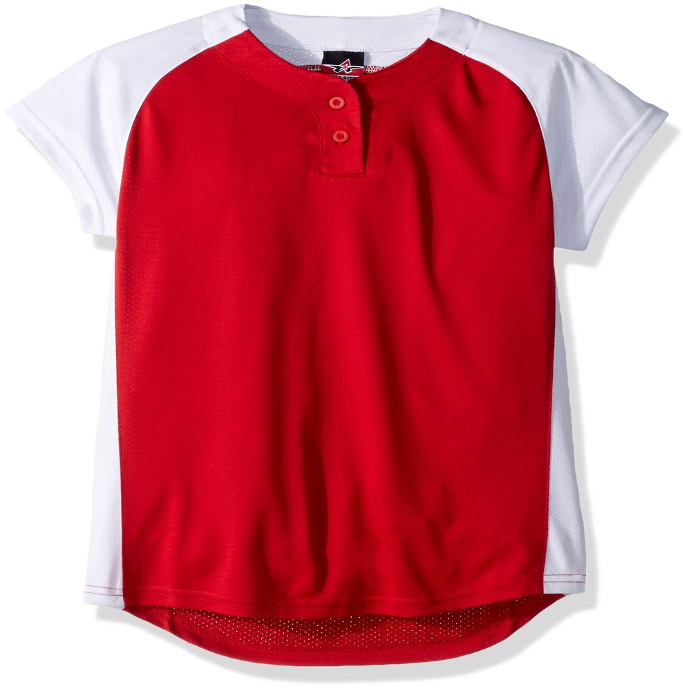 Alleson Athletic Girls Dura-Light Fast Pitch Softball Jersey, Scarlet/White, Large
