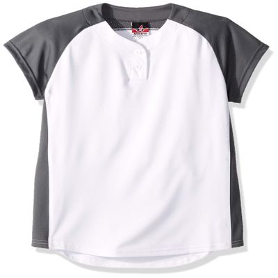 Alleson Athletic Girls Dura-Light Fast Pitch Softball Jersey, White/Charcoal, Medium