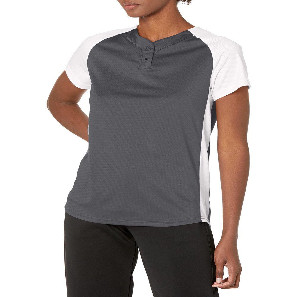 Alleson Athletic Women's Dura-light fast pitch softball Jersey, Charcoal/White, Medium