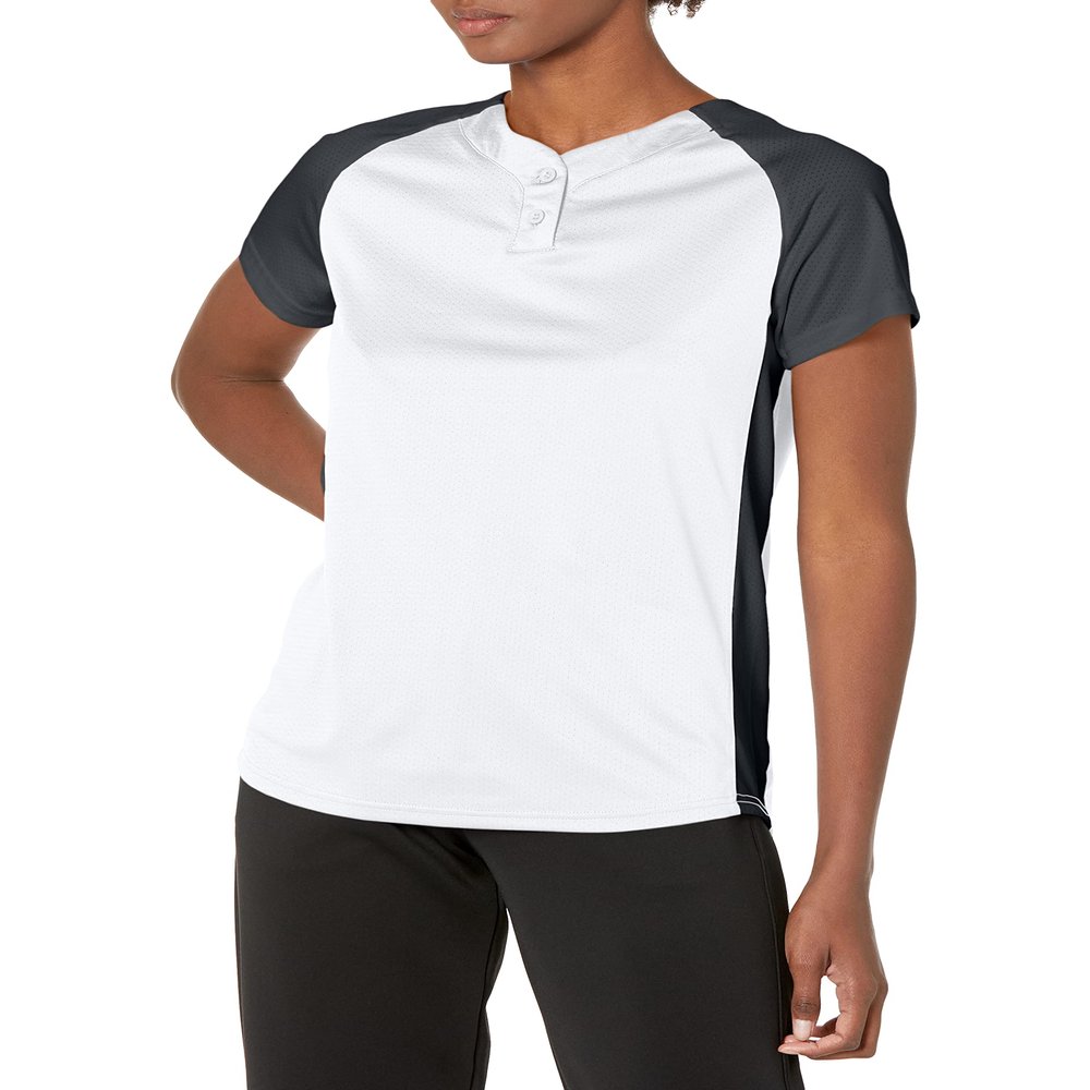 Alleson Athletic Women's Dura-Light Fast Pitch Softball Jersey, White/Charcoal, X-Large