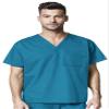WonderWink Womens Unisex V-Neck Top Medical Scrubs Shirt, Teal Blue, Small US view 1