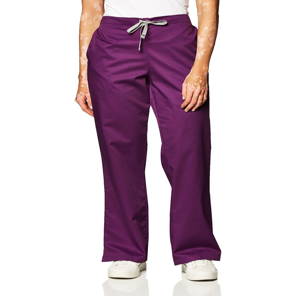 WonderWink Women's Wonderwork Flare Leg Scrub Pant, Eggplant, Large
