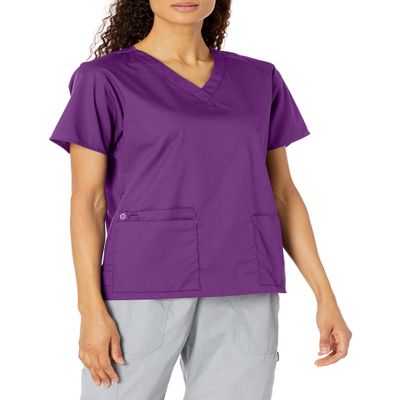 WonderWink WonderWORK Womens V-Neck Scrub Top Eggplant, Small