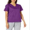 WonderWink WonderWORK Womens V-Neck Scrub Top  Eggplant, Small view 1