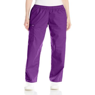 Wink WonderWORK Women's Pull-On Cargo Scrub Pant, Eggplant, 2XS PET