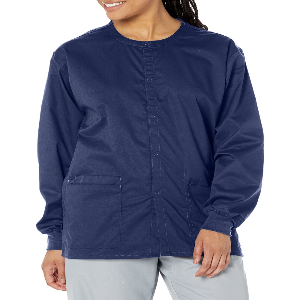 WonderWink Snap Front Jacket Outerwear, -navy, Large