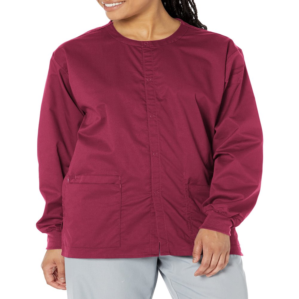 WonderWink Snap Front Jacket Outerwear, Wine, X-Large