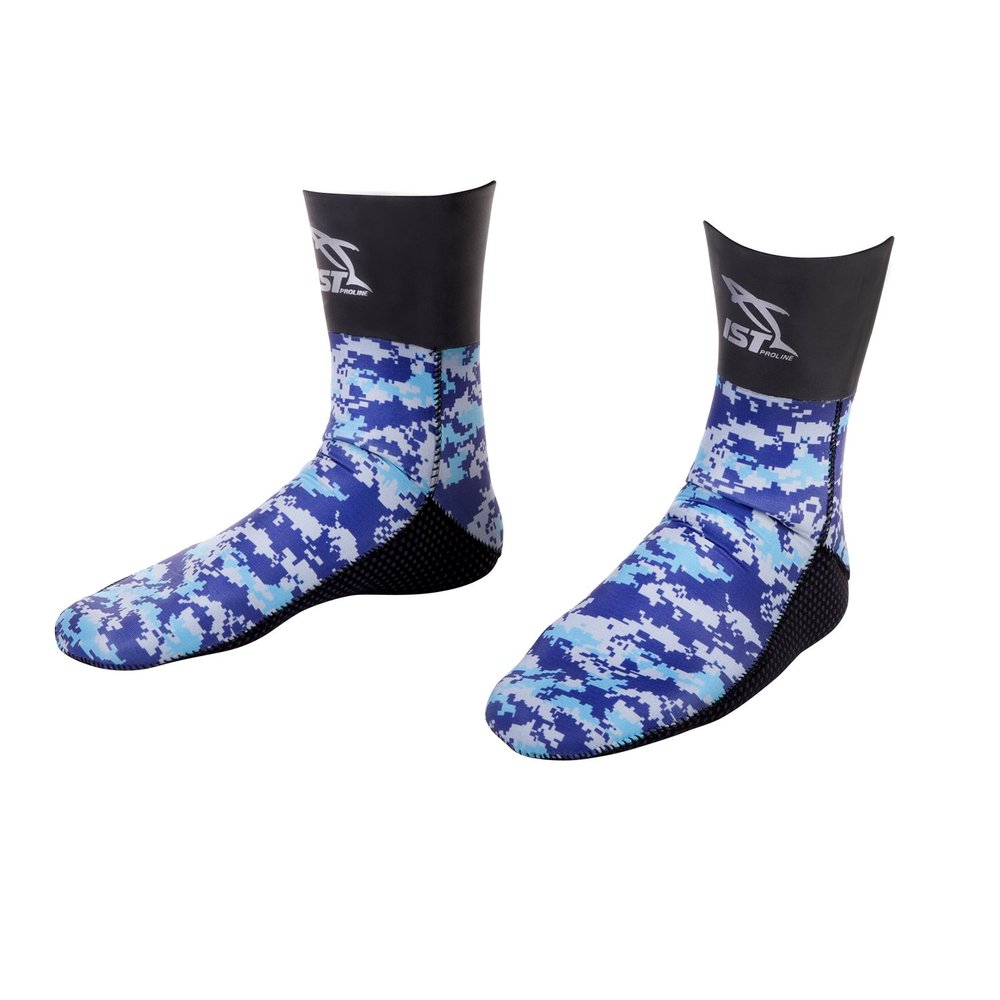 IST Camouflage Neoprene Socks (3mm Blue Camo, XXL)