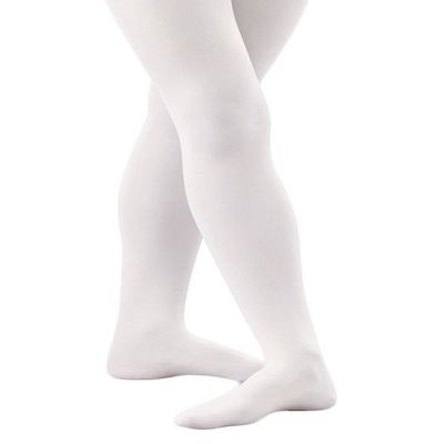 Banner Bonnie Girls' Opaque Microfiber Ultra Soft Hold & Stretch Dance Uniform Footed Tights White 10-12