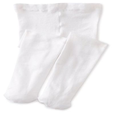 Banner Bonnie Girls' Opaque Microfiber Hold & Stretch Dance School Uniform Footed Tights White 12-14