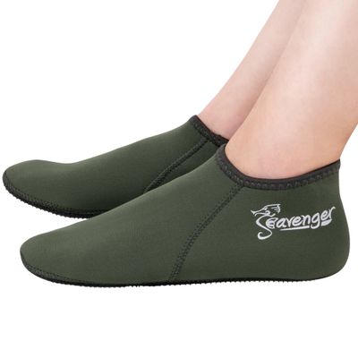 Seavenger Zephyr 3mm Neoprene Socks | Wetsuit Booties for Scuba Diving, Snorkeling, Swimming (Olive Green, 2X-Large)